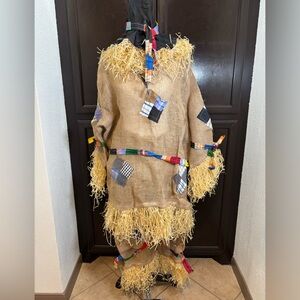 Men's Patchwork Straw Costume